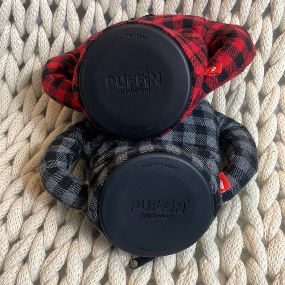 Puffin Drinkware set of two insulated flannel shirt coozies. - Picture 5 of 6